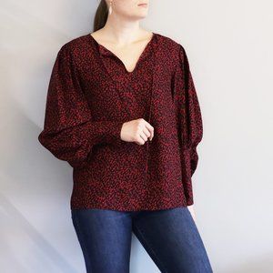 Lafayette 148 Hot Pink and Black Dotted Silk Izabel Blouse